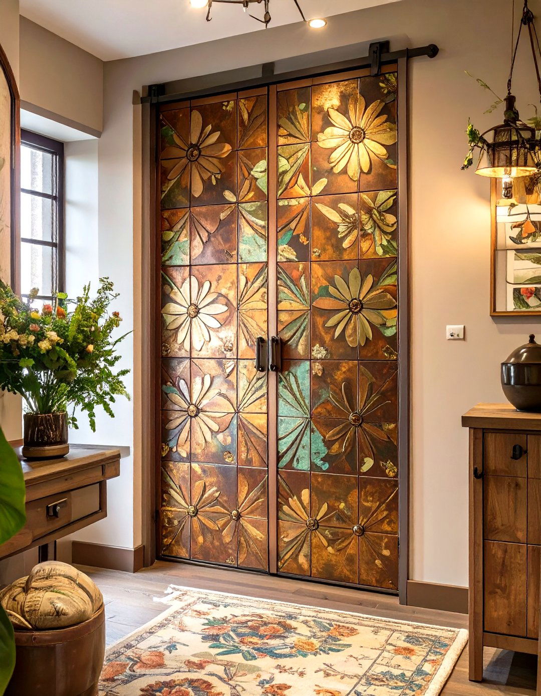 Faux Tin Tile Application - 30 diy closet door ideas