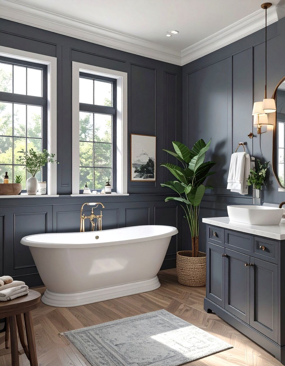 Faux Wainscoting with Paint and Trim - 30 bathroom wainscoting ideas