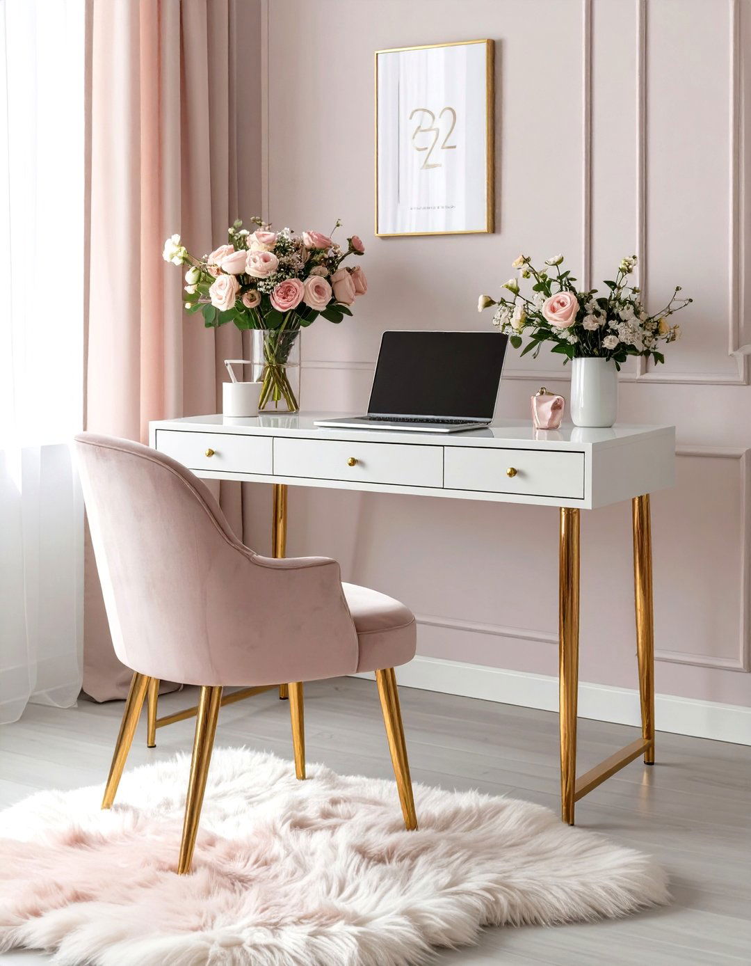 Feminine Glam Home Office - 30 home office decorating ideas