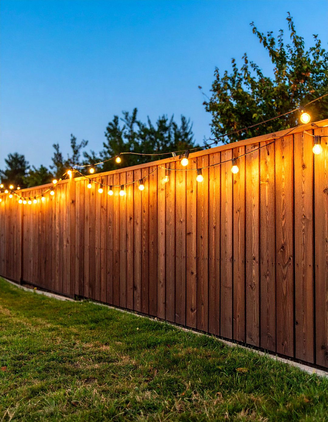 Fence Lined Patio String Lights - 30 patio string light ideas
