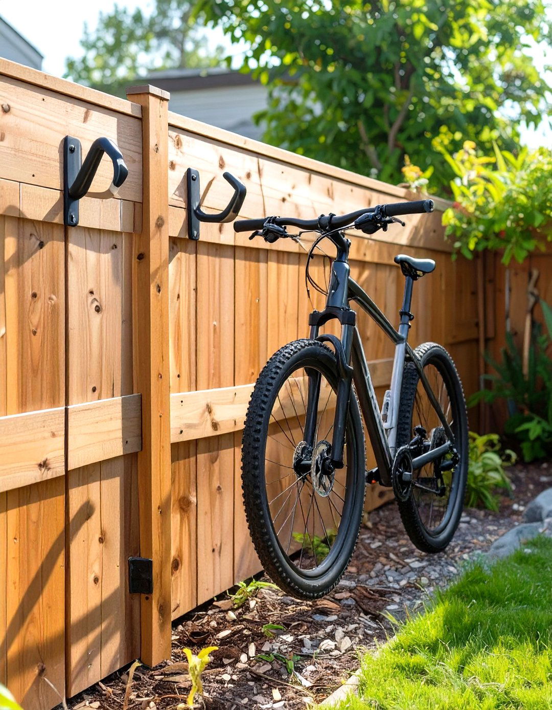 Fence Mounted Bike Hanger Hooks - 30 outdoor bike storage ideas