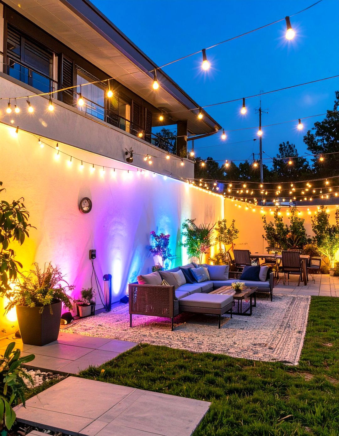 Festive Party Atmosphere With Colorful Lights - 30 outdoor light ideas
