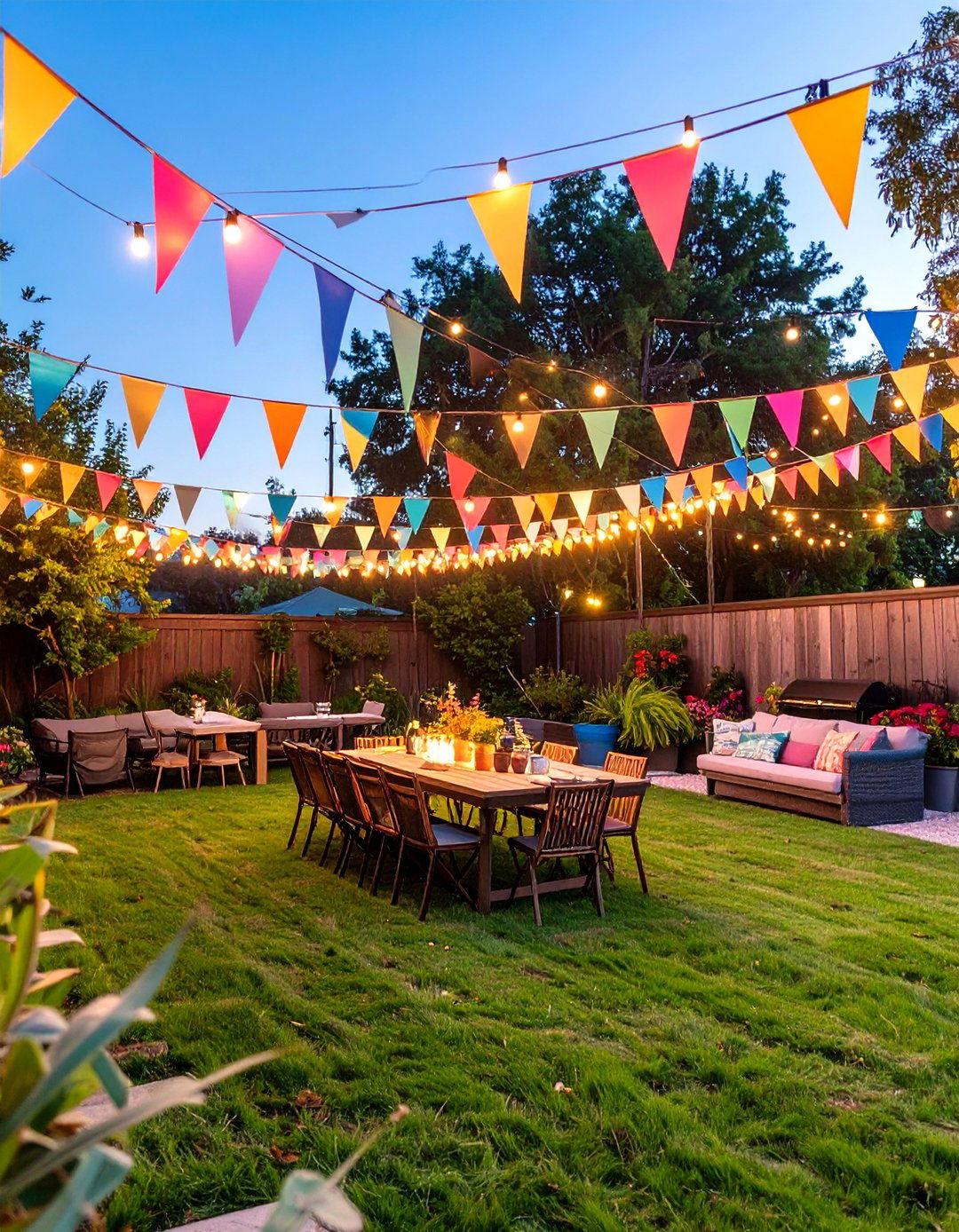 Festive Party Zigzag - 30 backyard string light ideas