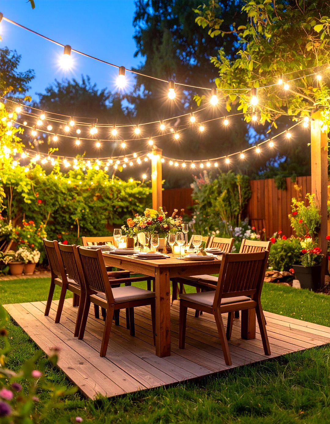 Festive String Lighting Ambiance - 30 landscape lighting design ideas