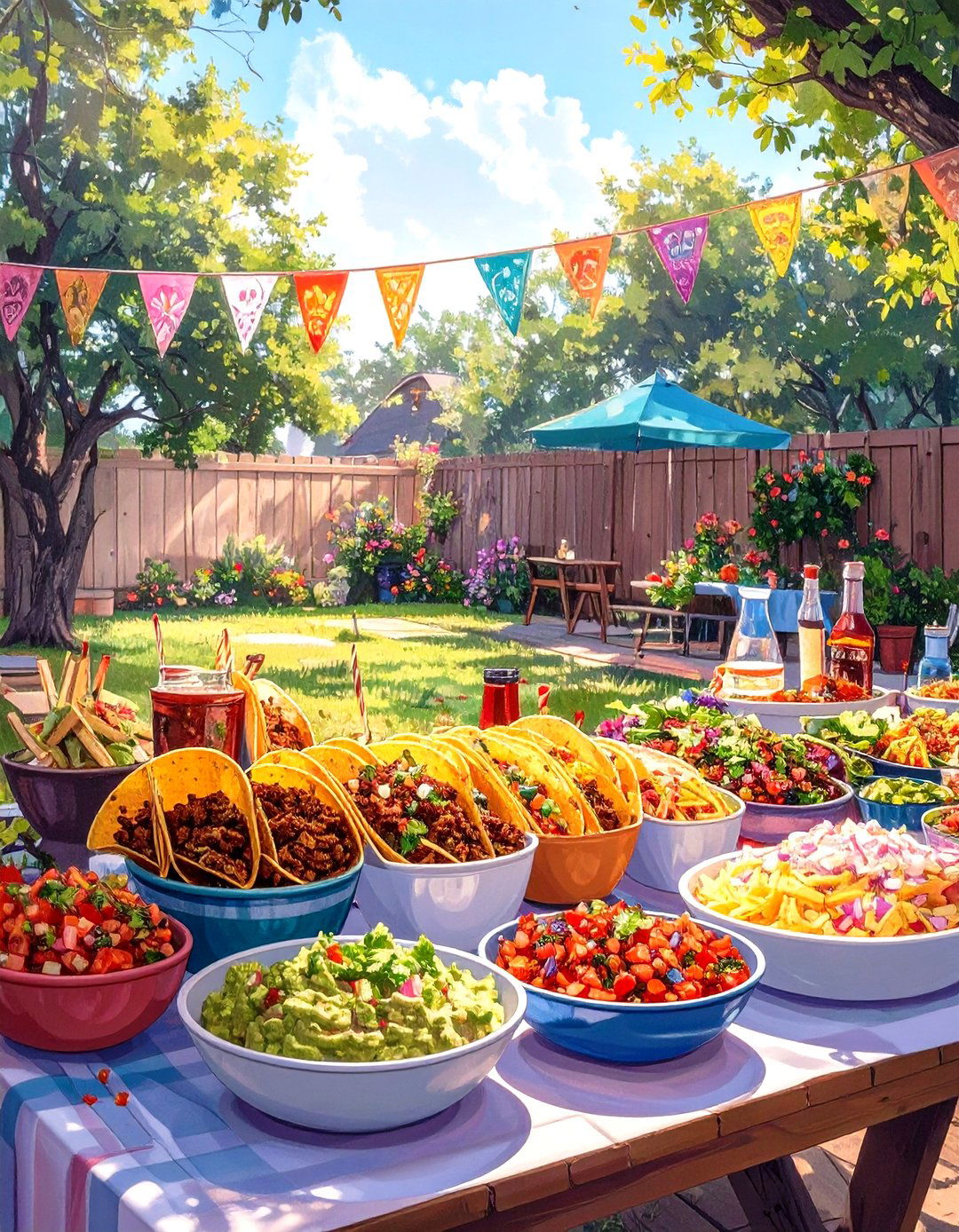 Festive Taco Bar Fiesta - 30 outdoor graduation party ideas