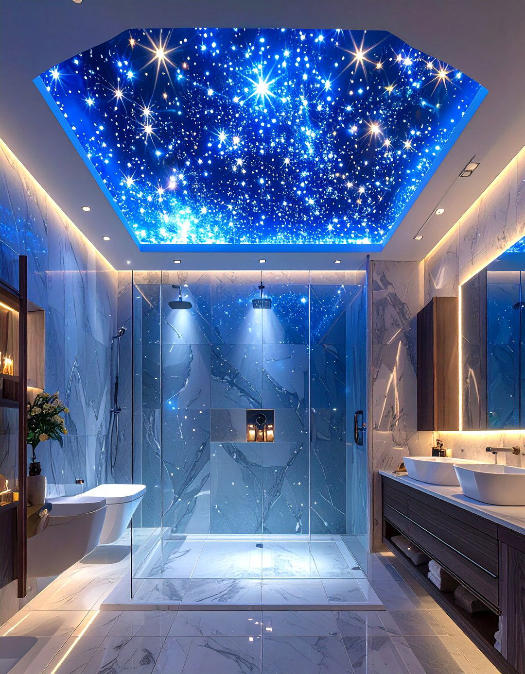 Fiber Optic Starry Night Ceiling - 30 shower ceiling ideas