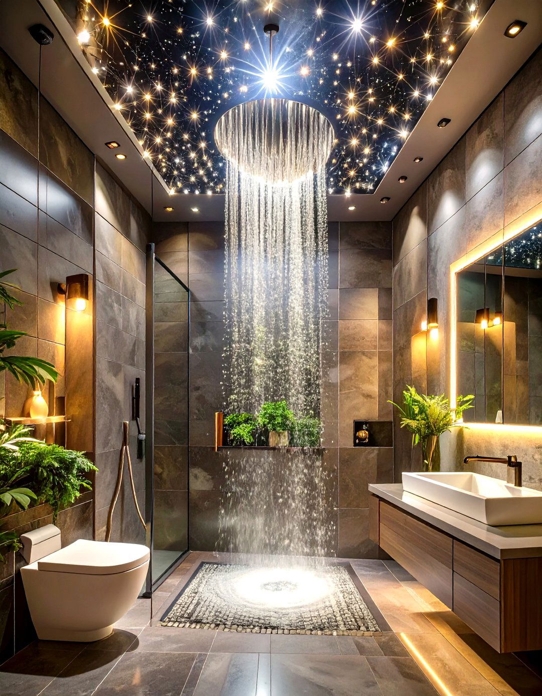Fiber Optic Starry Sky Ceiling - 30 shower lighting ideas