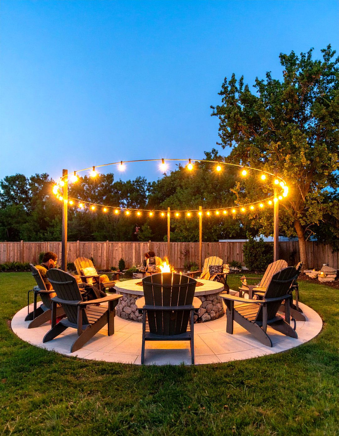 Fire Pit Area Patio String Lights - 30 patio string light ideas