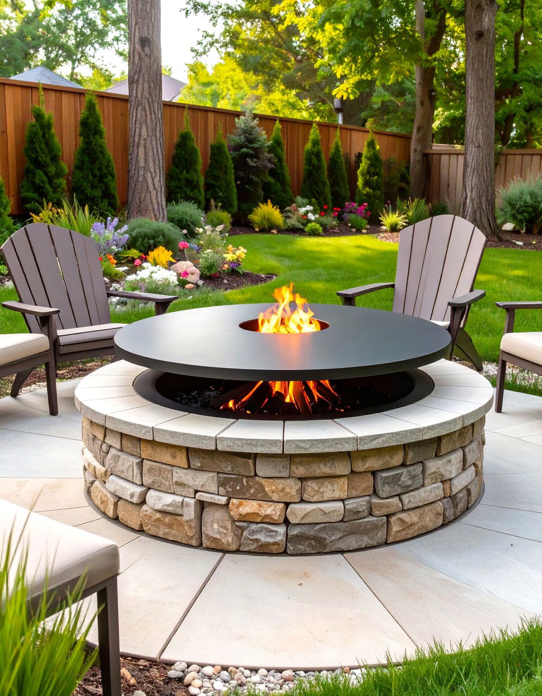 Fire Pit with a Custom Snuffer Lid - 30 simple backyard fire pit ideas