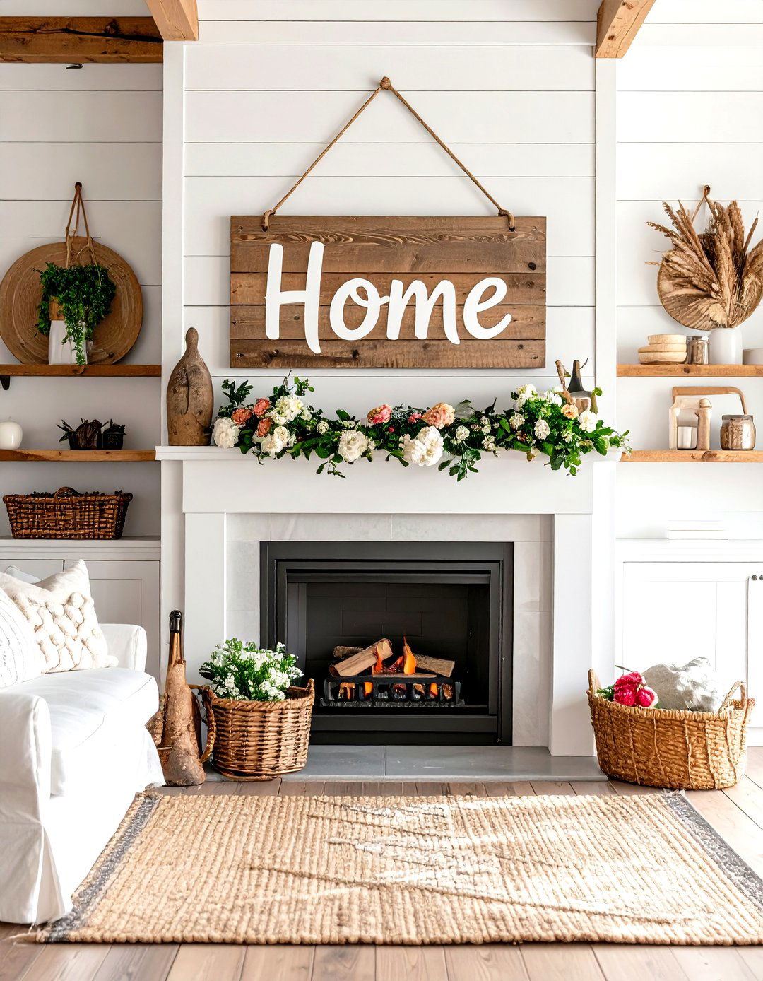 Firefly A high quality image with extra brightness of a large rustic wooden sign with th - 30 living room wall art ideas