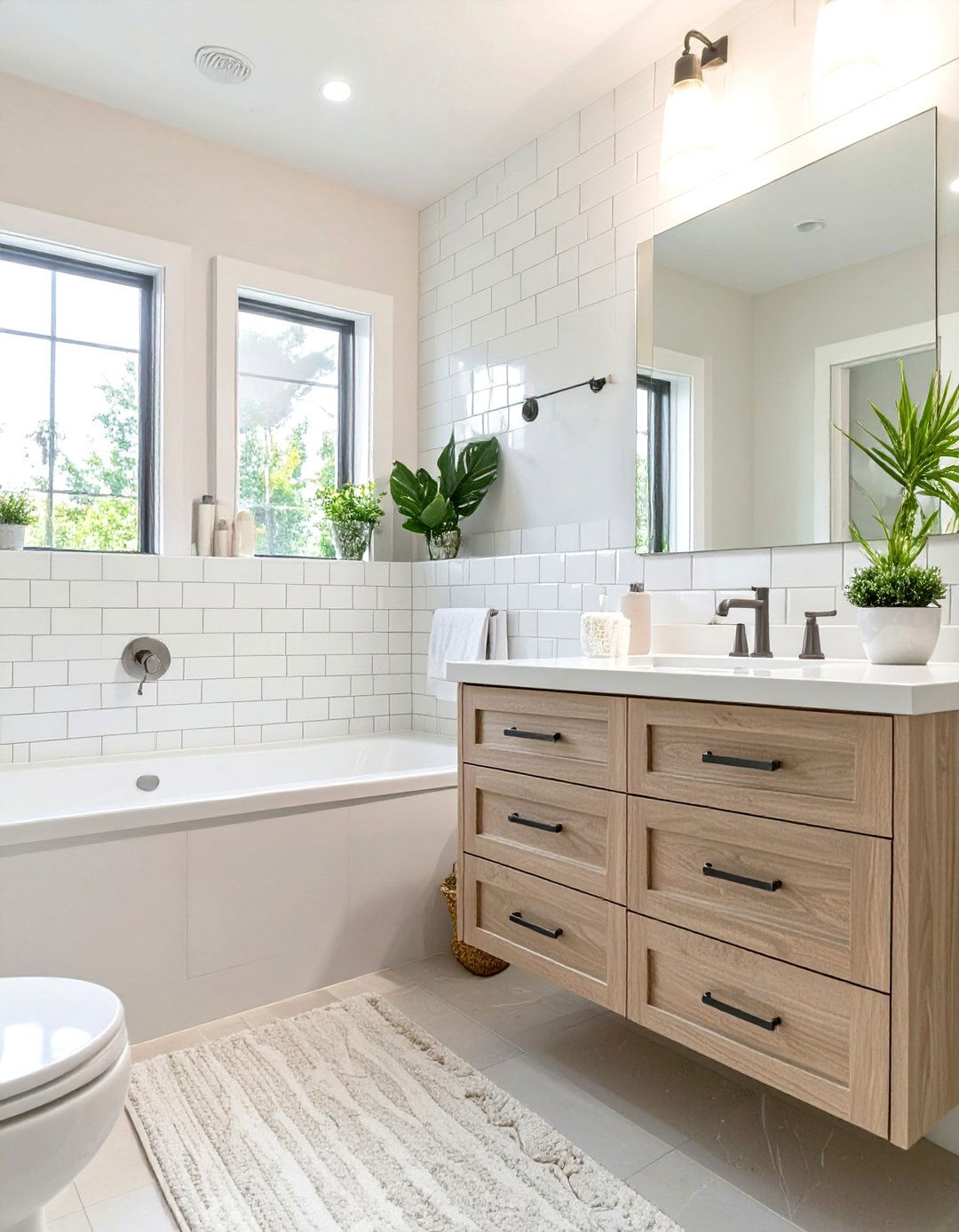 Firefly Create a high quality image with extra brightness of a bathroom decorated in shad - 30 small master bathroom ideas