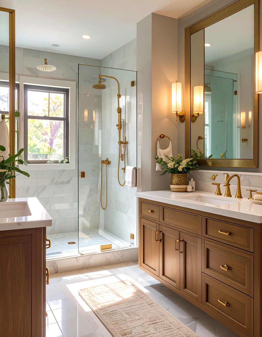 Firefly Create a high quality image with extra brightness of a bathroom featuring fixture - 30 small master bathroom ideas