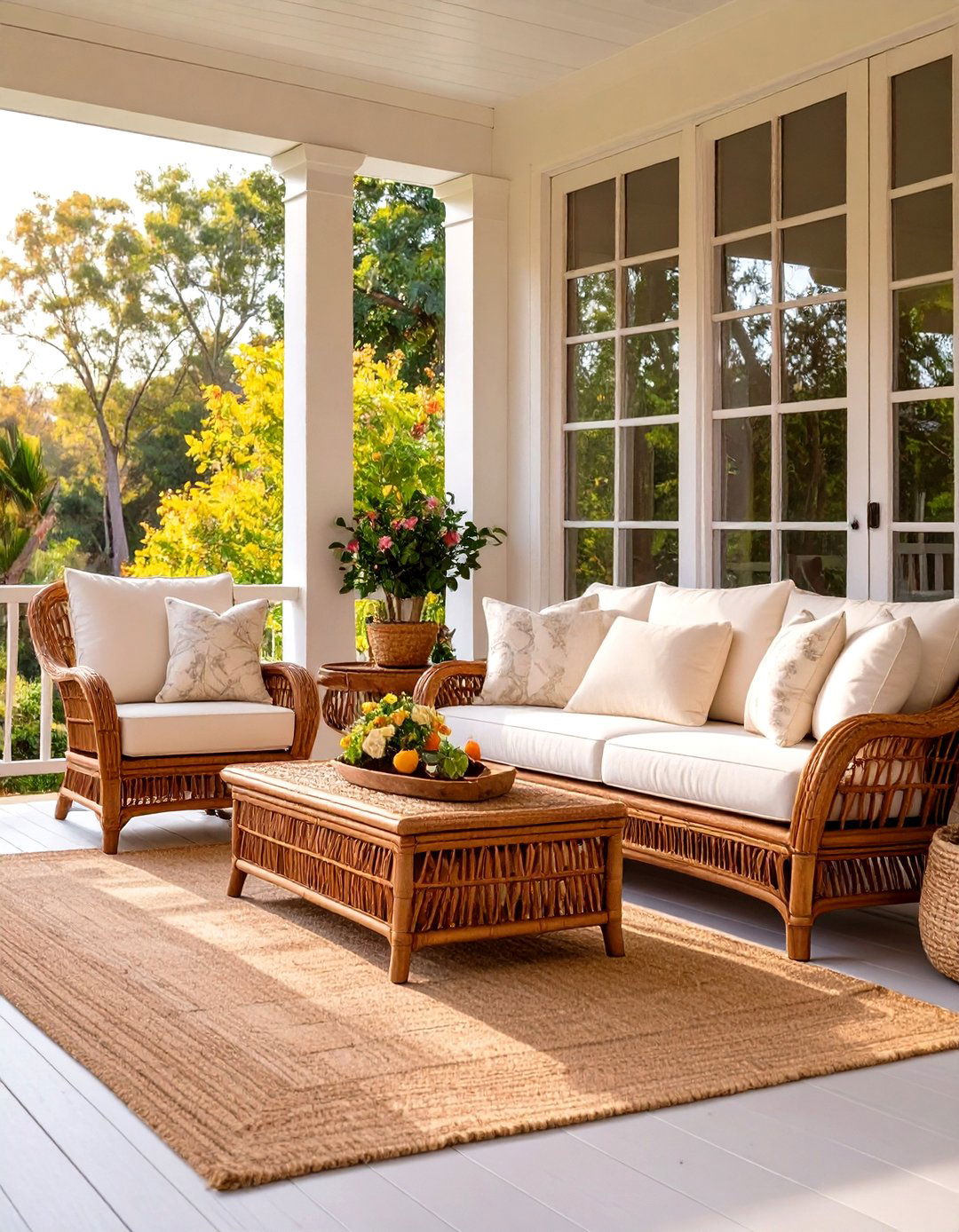 Firefly Create a high quality image with extra brightness of a classic sun porch featurin - 30 sun porch ideas