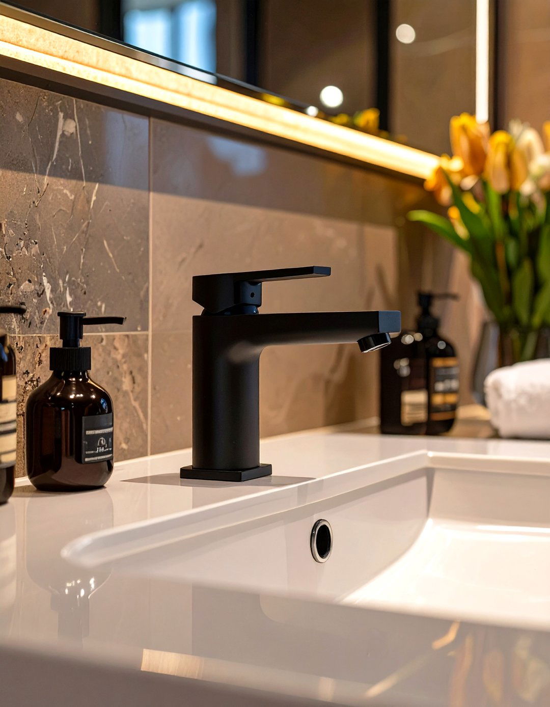 Firefly Create a high quality image with extra brightness of a close up on high end plumb - 30 spa bathroom ideas