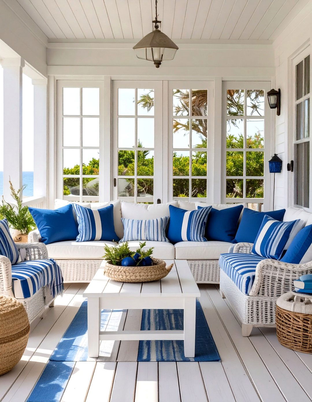 Firefly Create a high quality image with extra brightness of a coastal themed sun porch w - 30 sun porch ideas