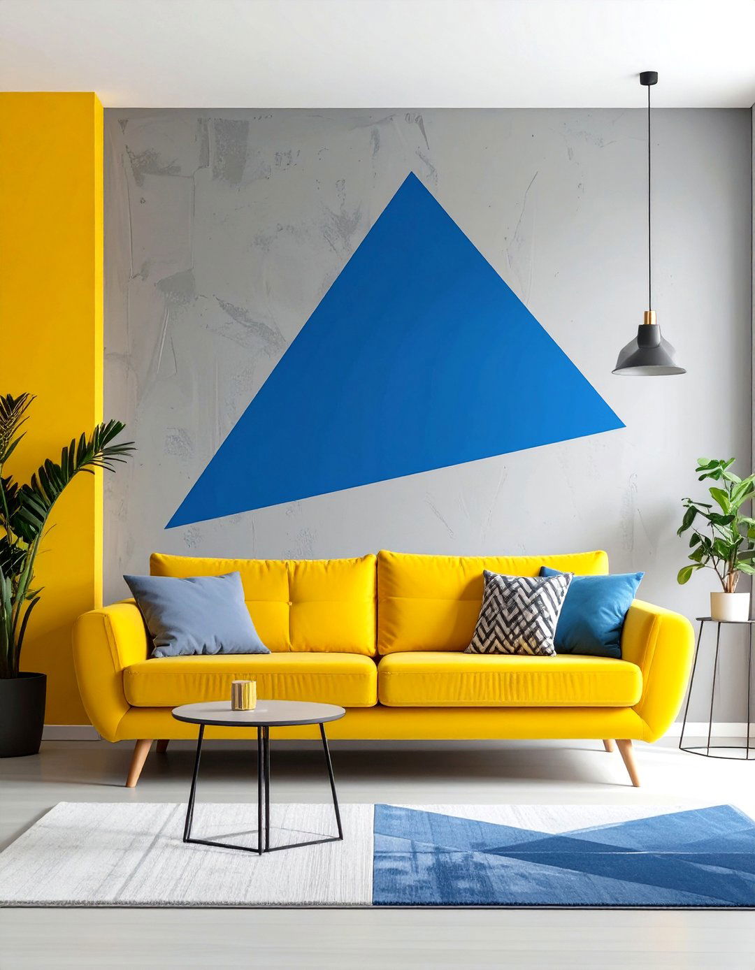 Firefly Create a high quality image with extra brightness of a color blocked minimalist l - 30 minimalist living room ideas
