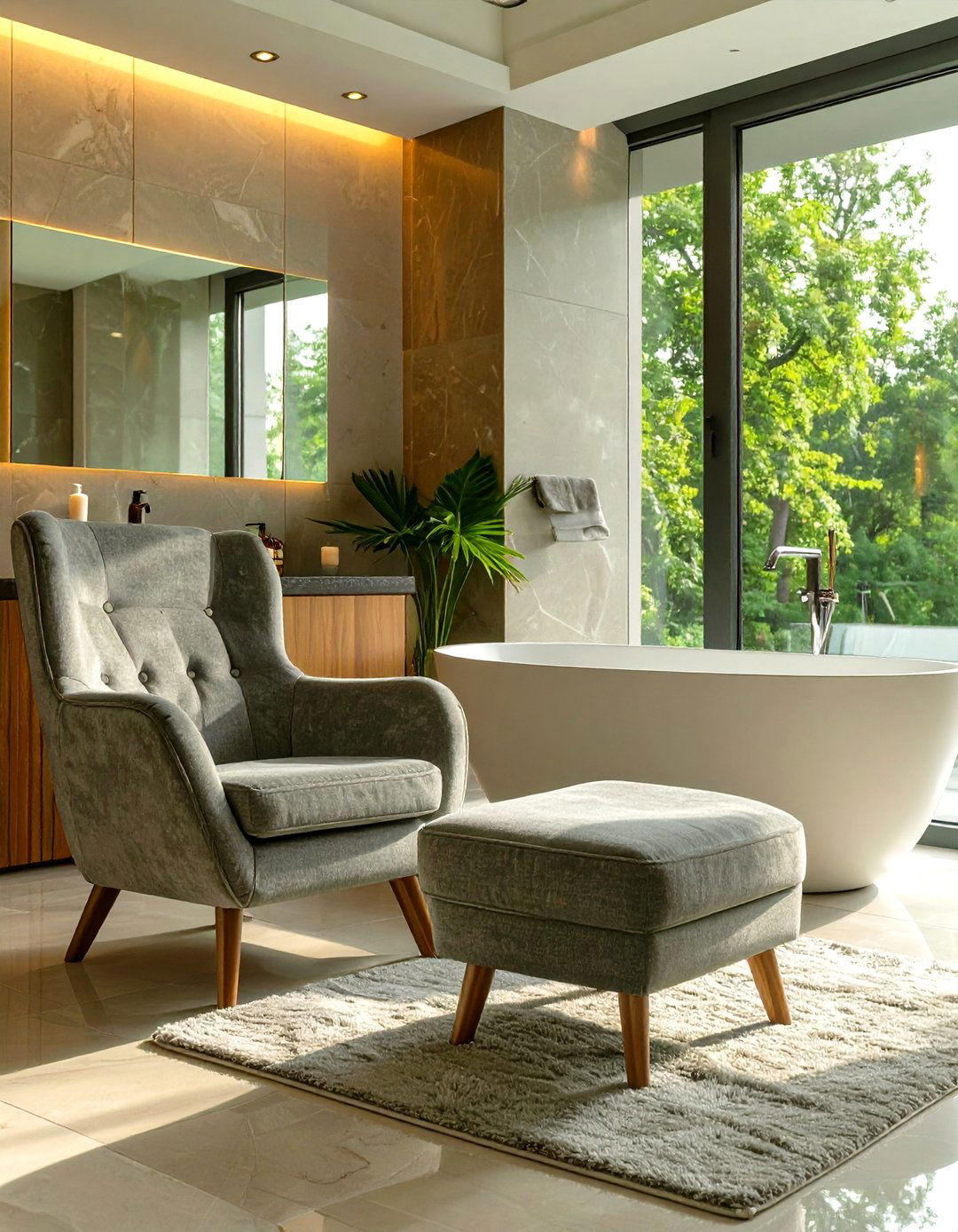 Firefly Create a high quality image with extra brightness of a comfortable seating area - 30 spa bathroom ideas