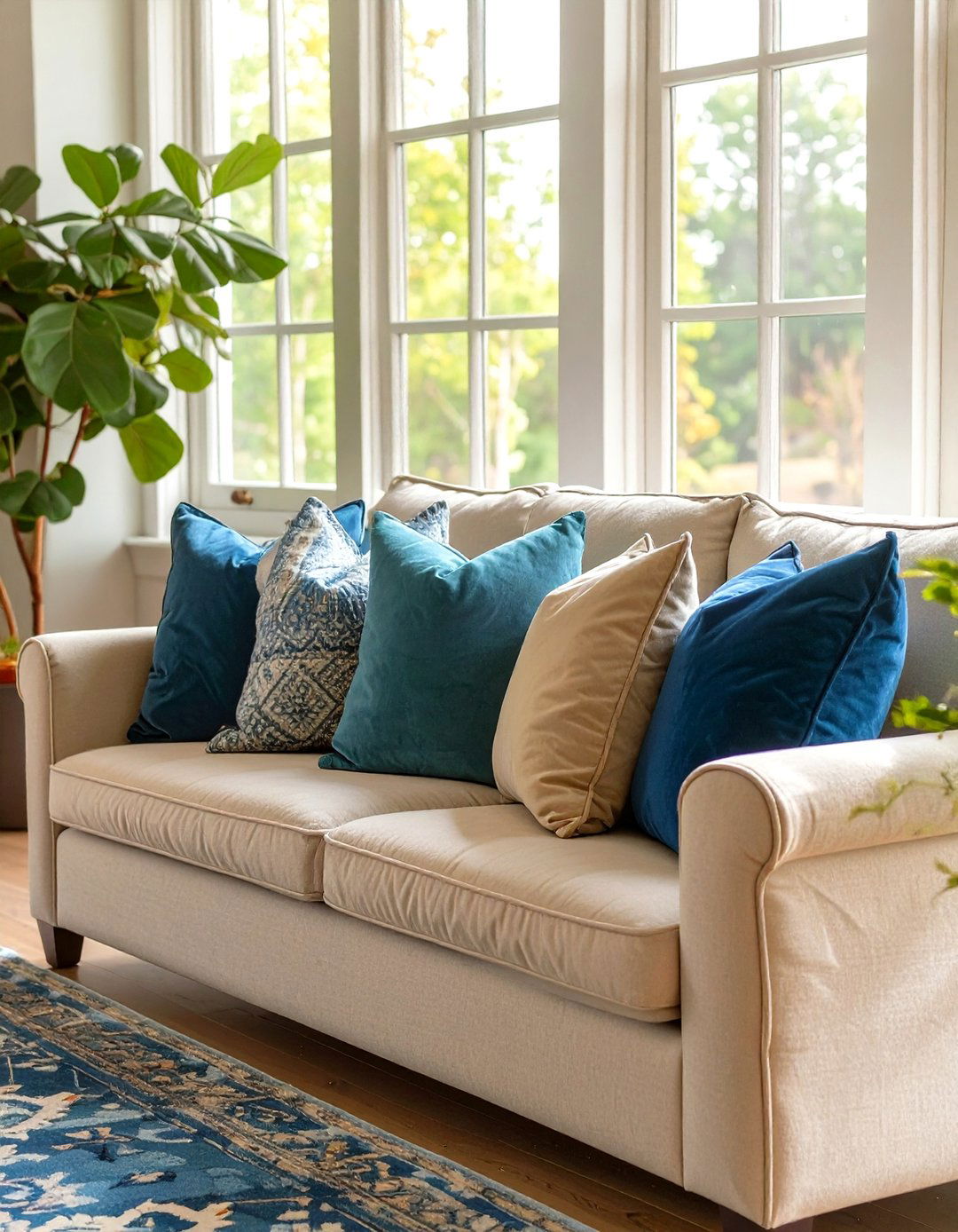 Firefly Create a high quality image with extra brightness of a comfortable sofa adorned w - 30 therapy office decor ideas