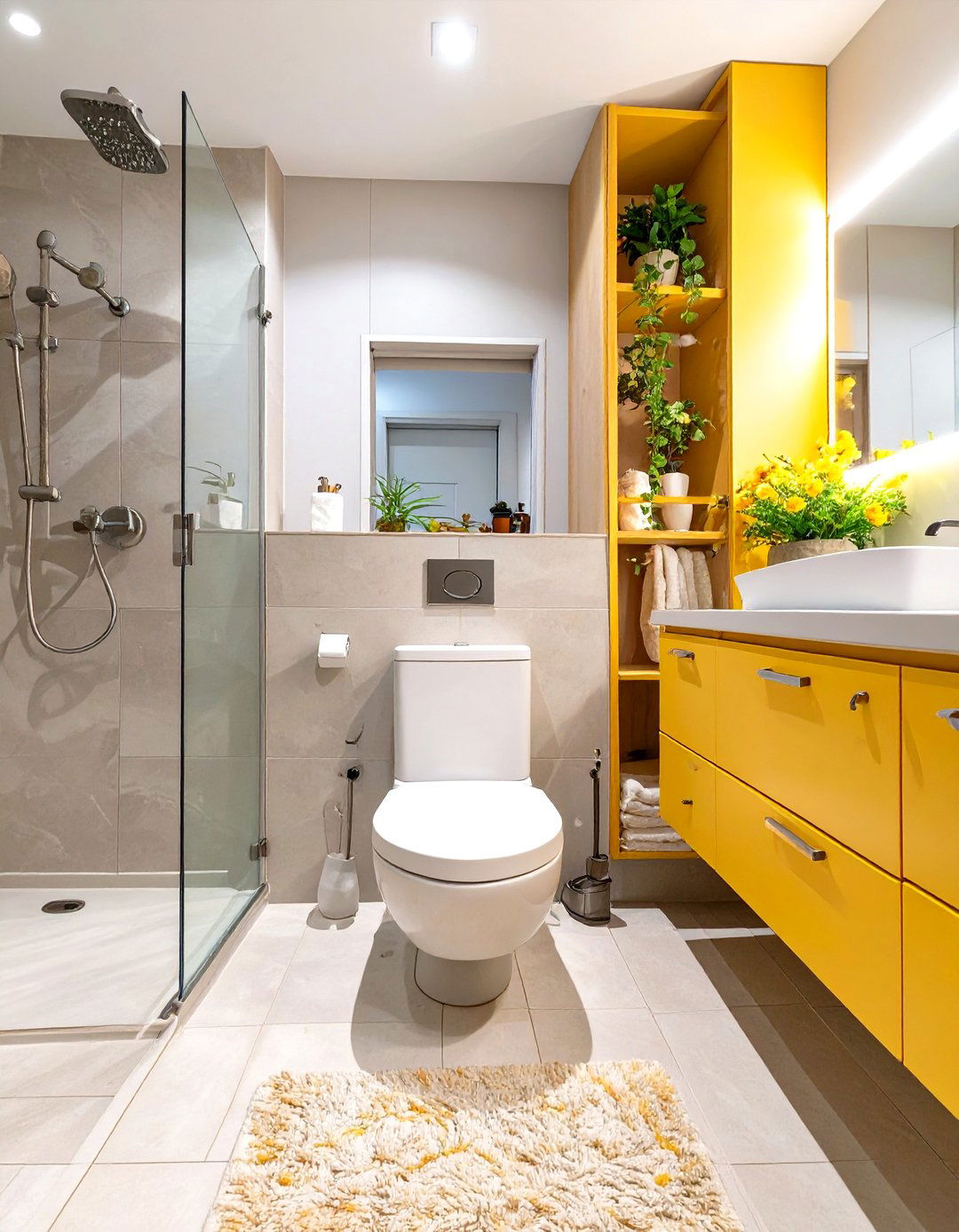 Firefly Create a high quality image with extra brightness of a compact one piece toilet w - 30 small master bathroom ideas