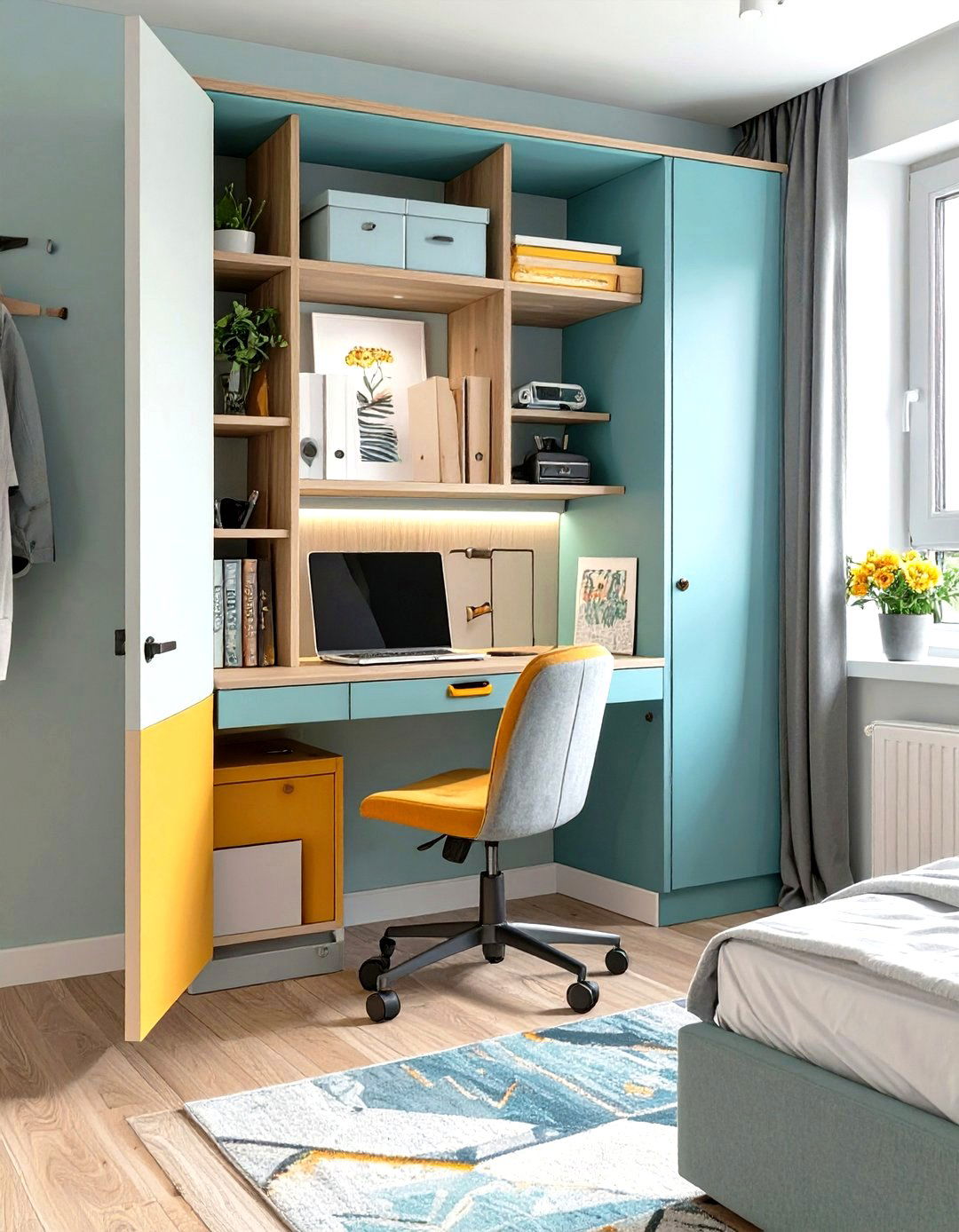 Firefly Create a high quality image with extra brightness of a convertible cabinet with i - 30 small bedroom bedroom office ideas