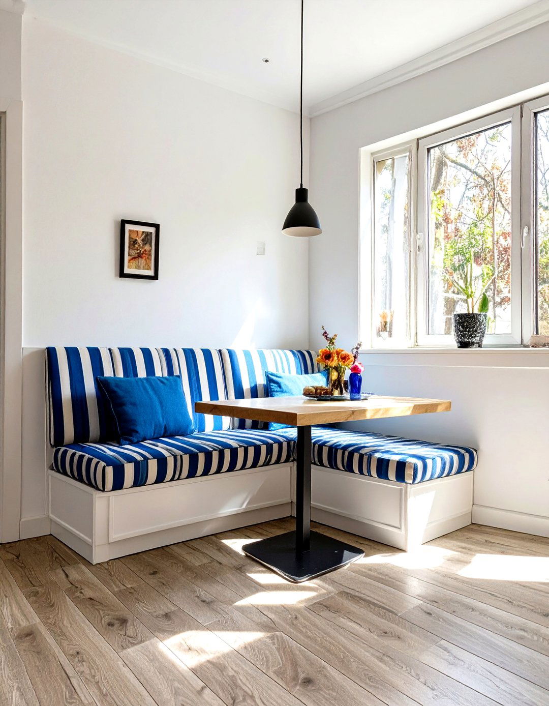 Firefly Create a high quality image with extra brightness of a cozy dining nook with a bu - 30 small dining room decorating ideas