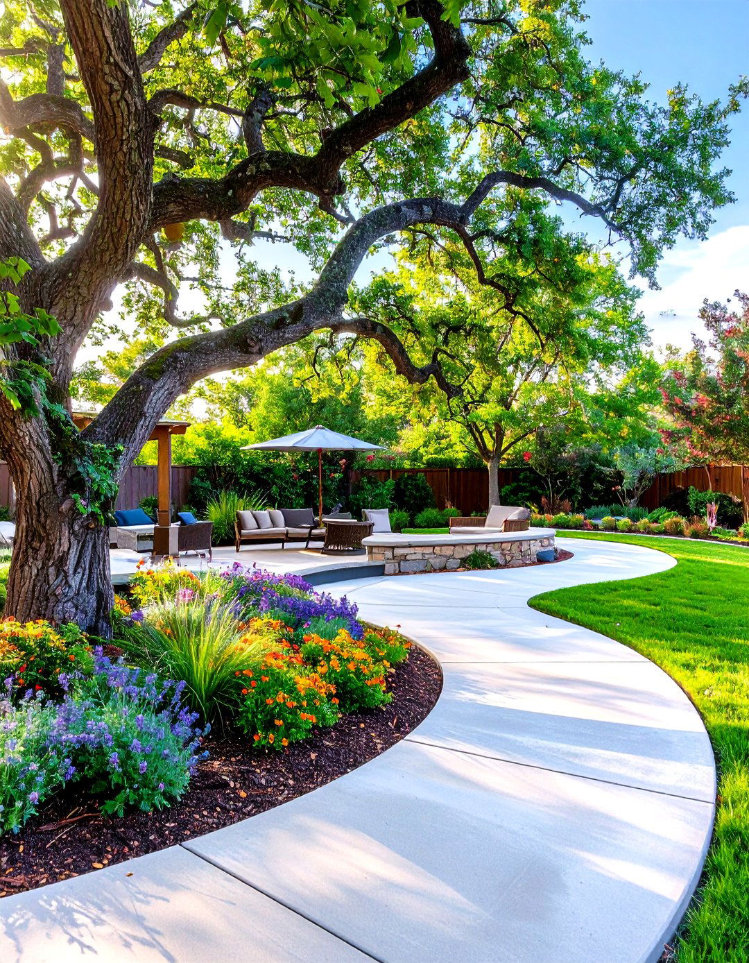 Firefly Create a high quality image with extra brightness of a curved free form poured c - 30 poured concrete patio ideas