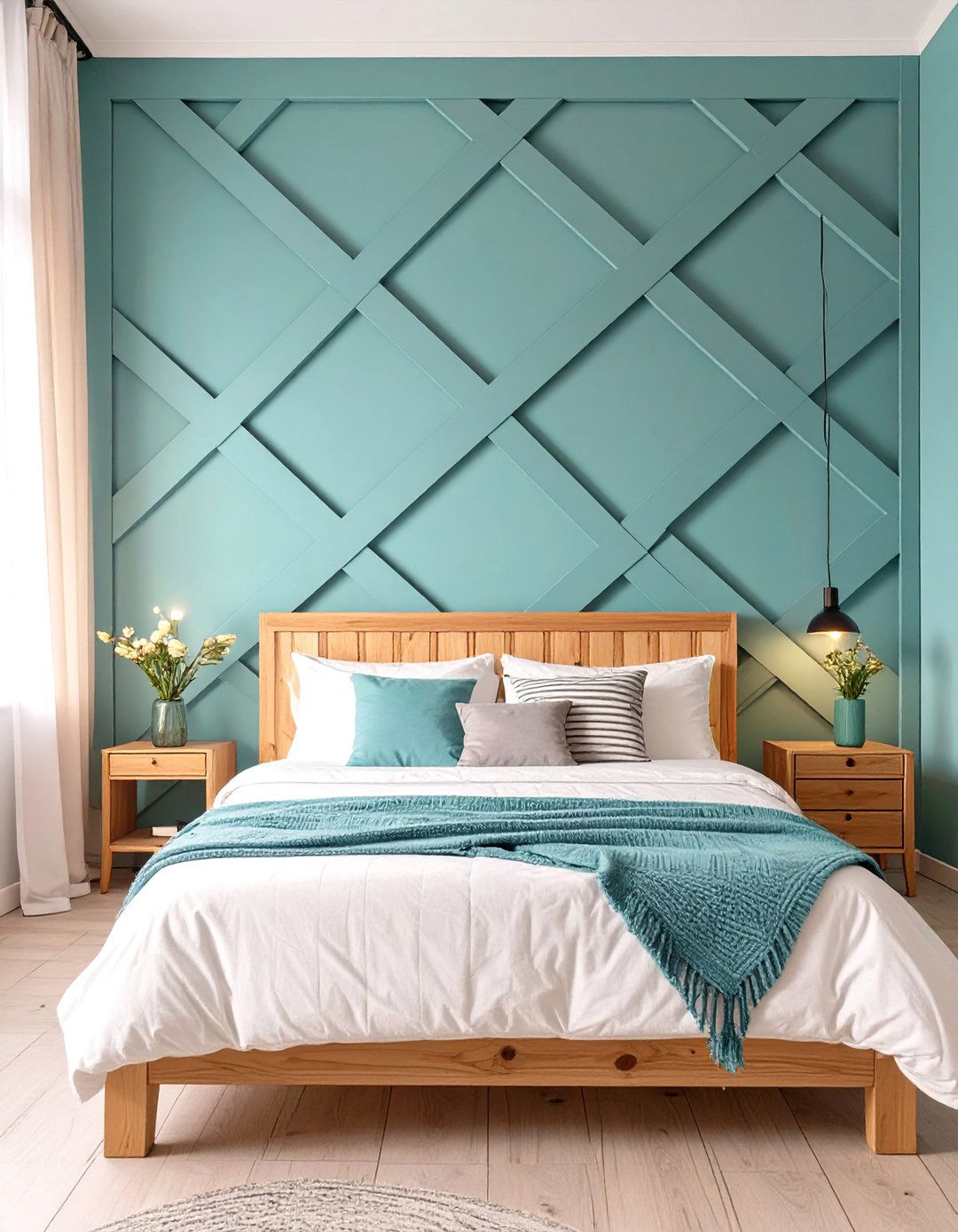 Firefly Create a high quality image with extra brightness of a diagonal crosshatch wood t - 30 wood trim accent wall ideas