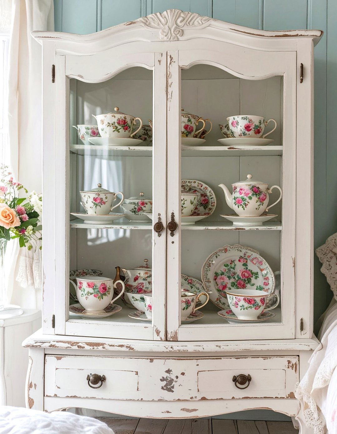 Firefly Create a high quality image with extra brightness of a distressed white glass fro - 30 shabby chic bedroom ideas