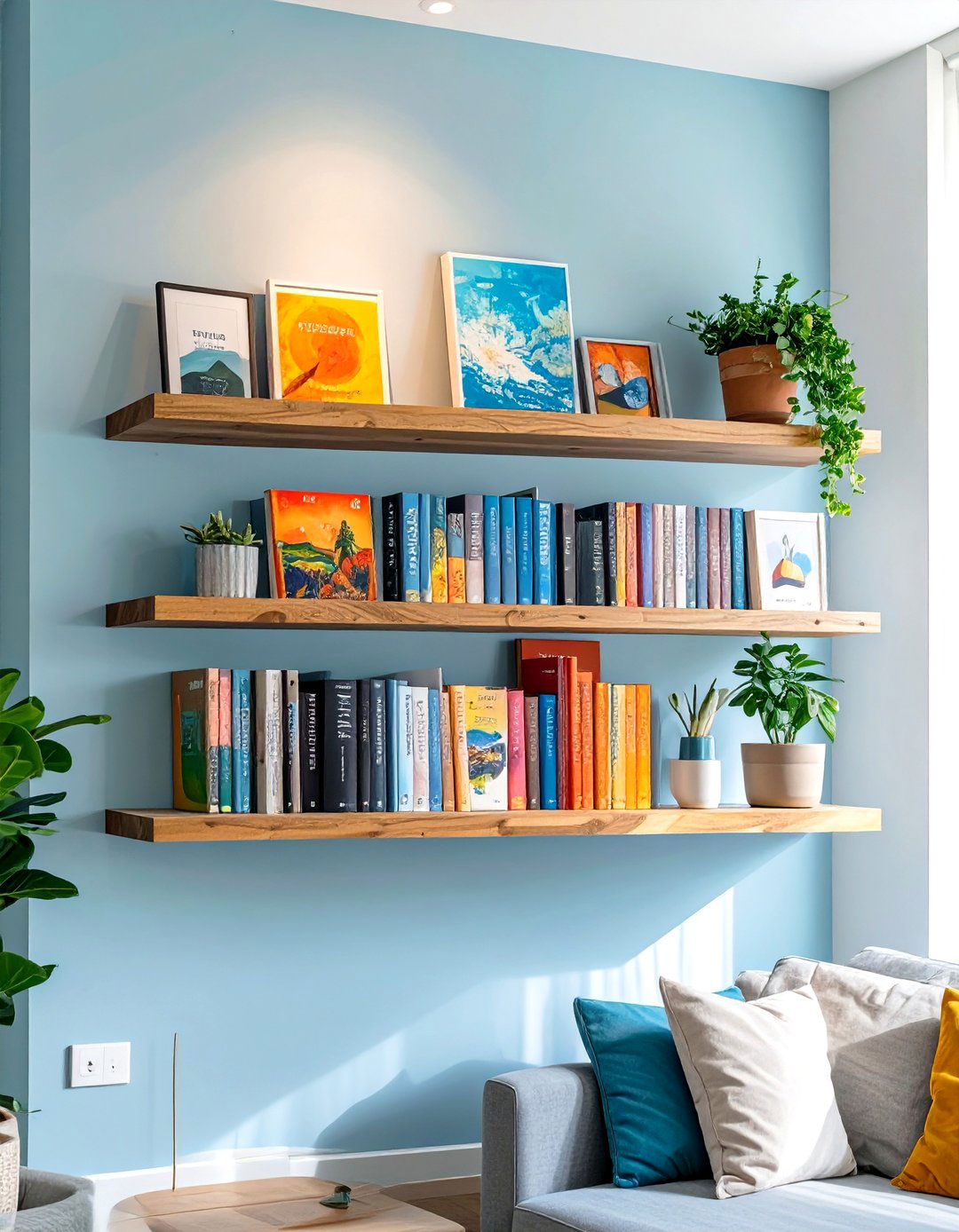 Firefly Create a high quality image with extra brightness of a floating wall shelf displa - 30 therapy office decor ideas