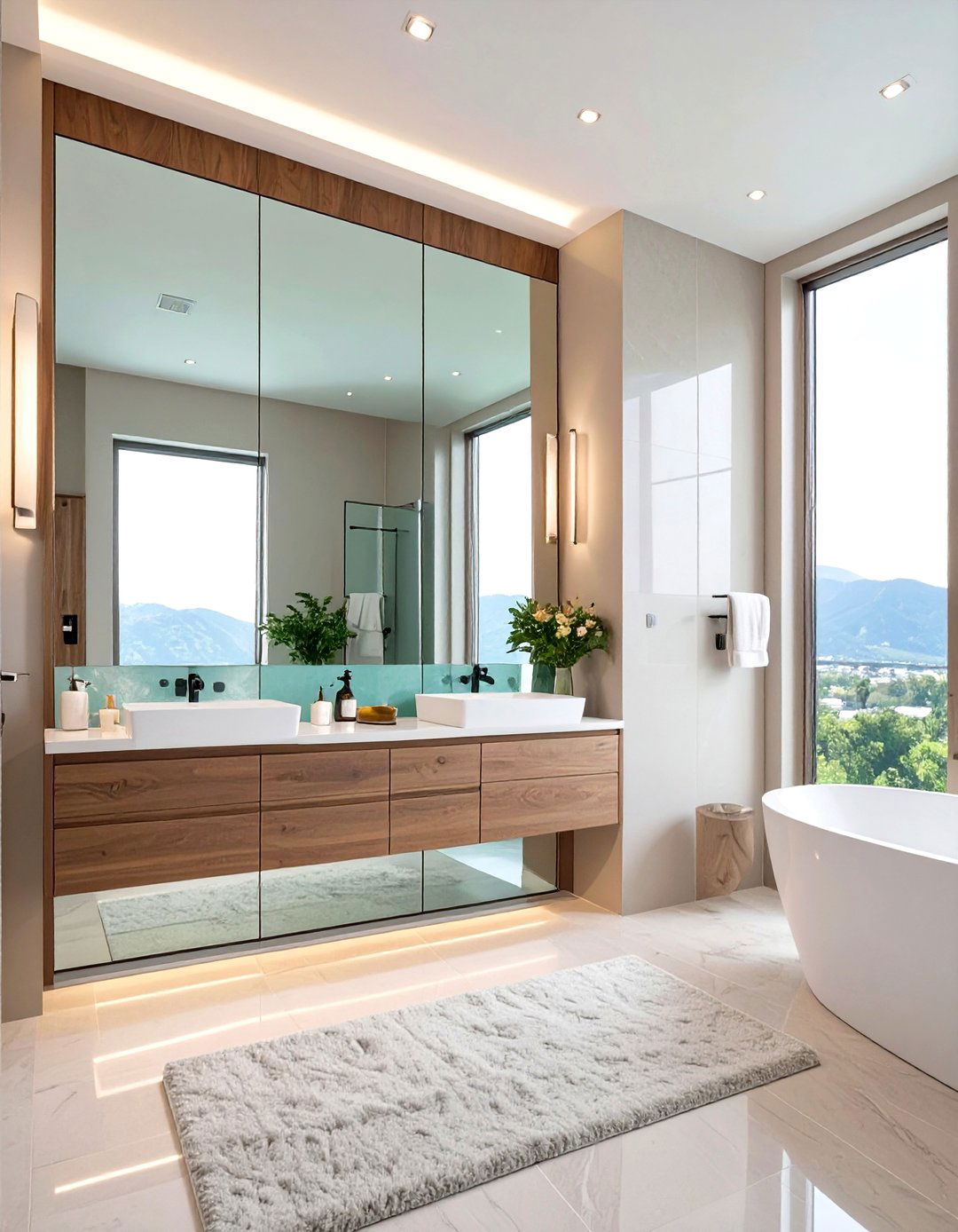 Firefly Create a high quality image with extra brightness of a full length wall mirror r - 30 spa bathroom ideas