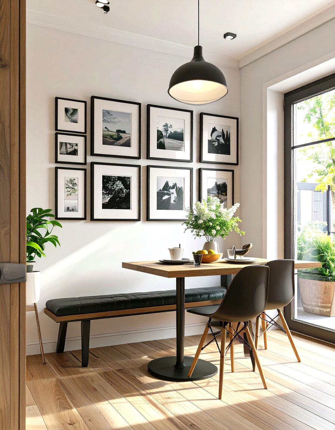 Firefly Create a high quality image with extra brightness of a gallery wall featuring a c - 30 small dining room decorating ideas