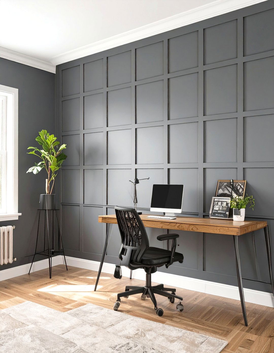 Firefly Create a high quality image with extra brightness of a grid pattern wood trim acc - 30 wood trim accent wall ideas