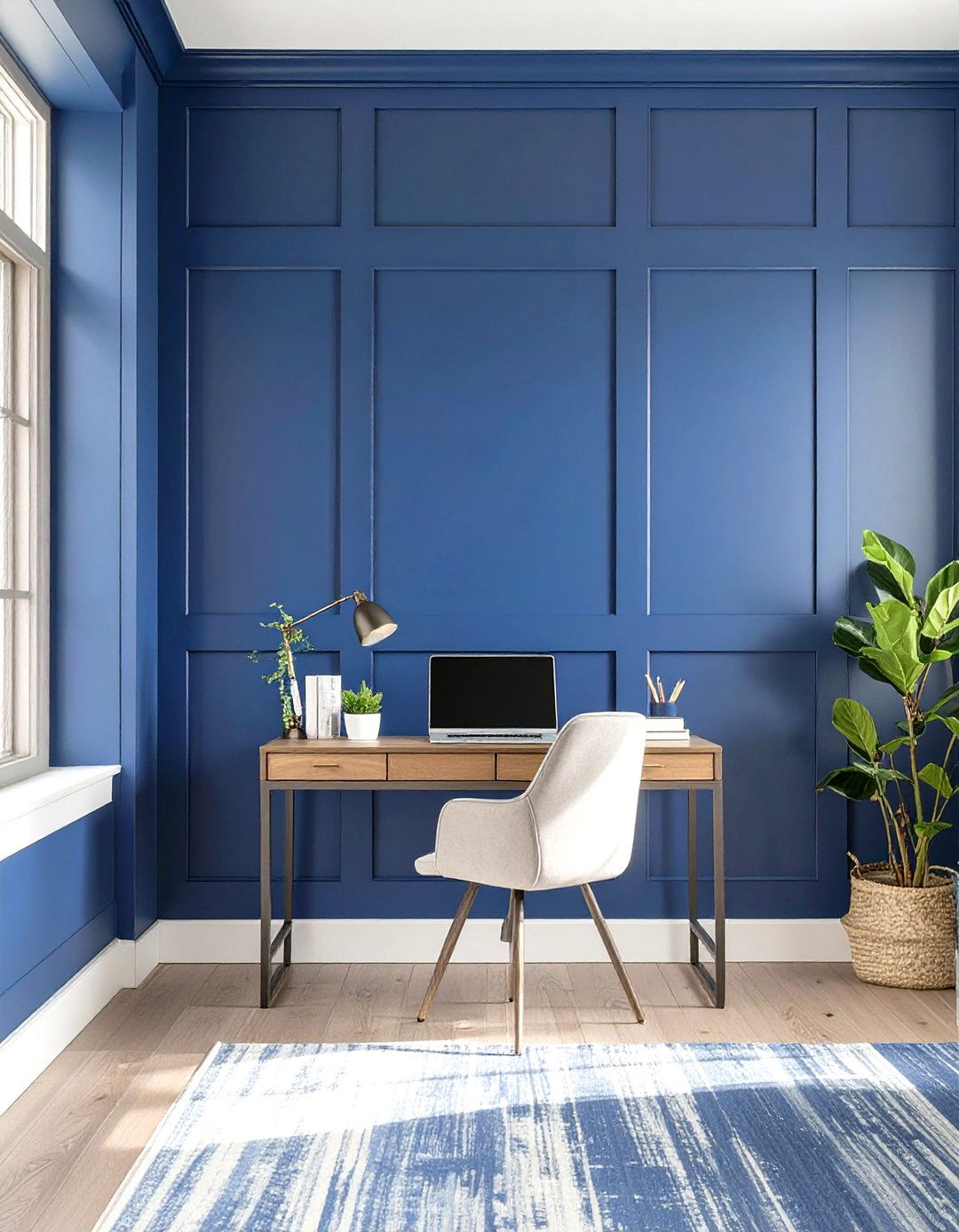 Firefly Create a high quality image with extra brightness of a home office accent wall f - 30 wood trim accent wall ideas