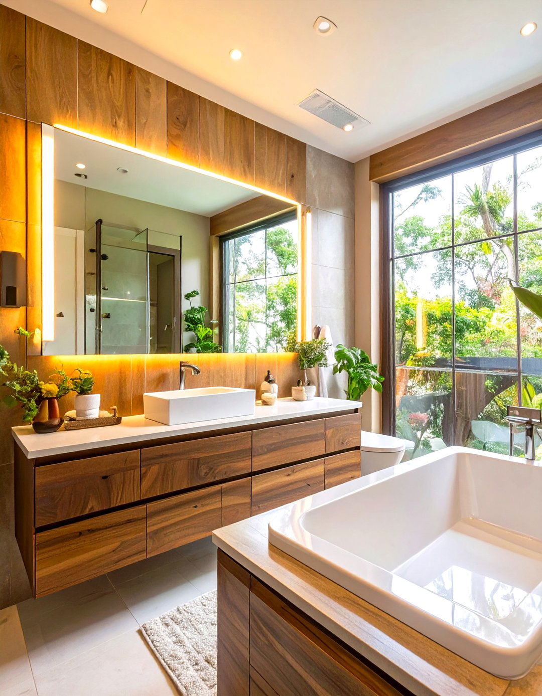 Firefly Create a high quality image with extra brightness of a large custom fit wall to - 30 small master bathroom ideas