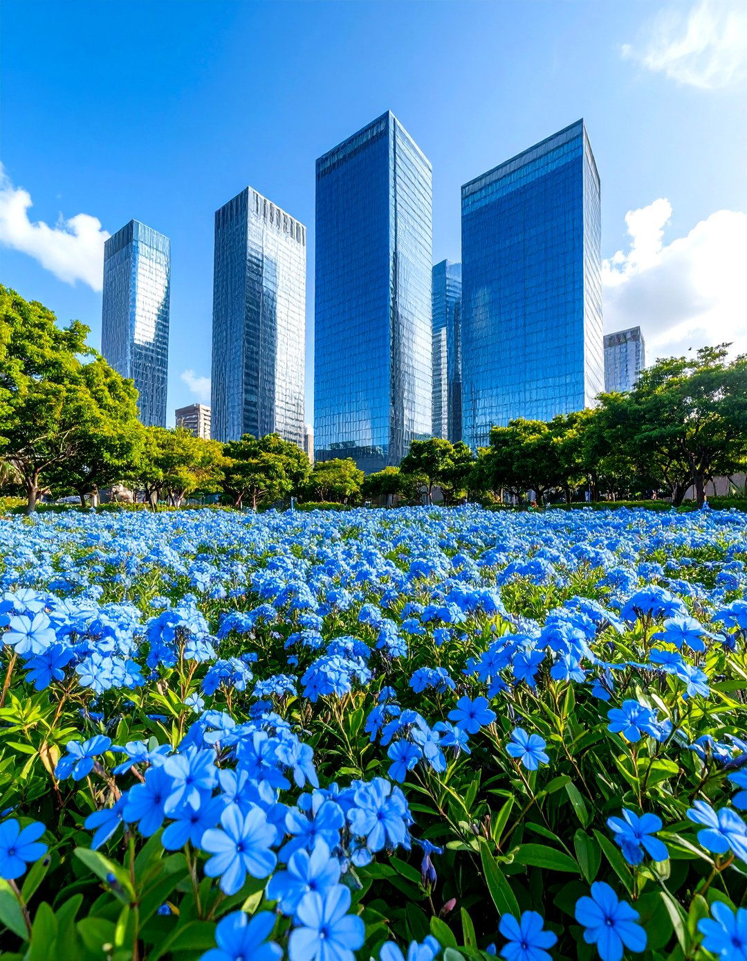 Firefly Create a high quality image with extra brightness of a large scale commercial lan - 30 plumbago landscaping ideas