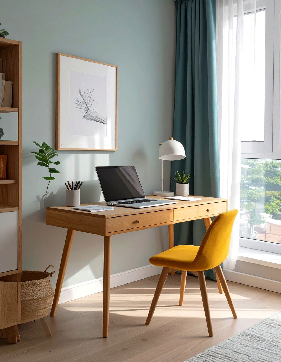 Firefly Create a high quality image with extra brightness of a low profile writing desk w - 30 small bedroom bedroom office ideas