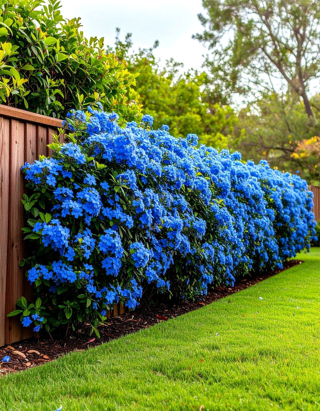 Firefly Create a high quality image with extra brightness of a lush evergreen plumbago h - 30 plumbago landscaping ideas