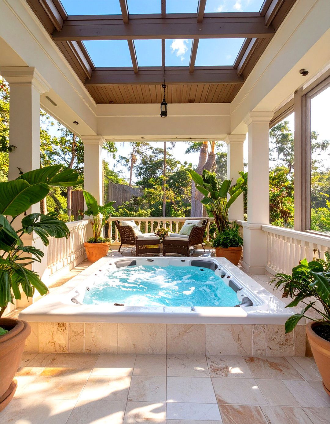 Firefly Create a high quality image with extra brightness of a luxurious sun porch featur - 30 sun porch ideas