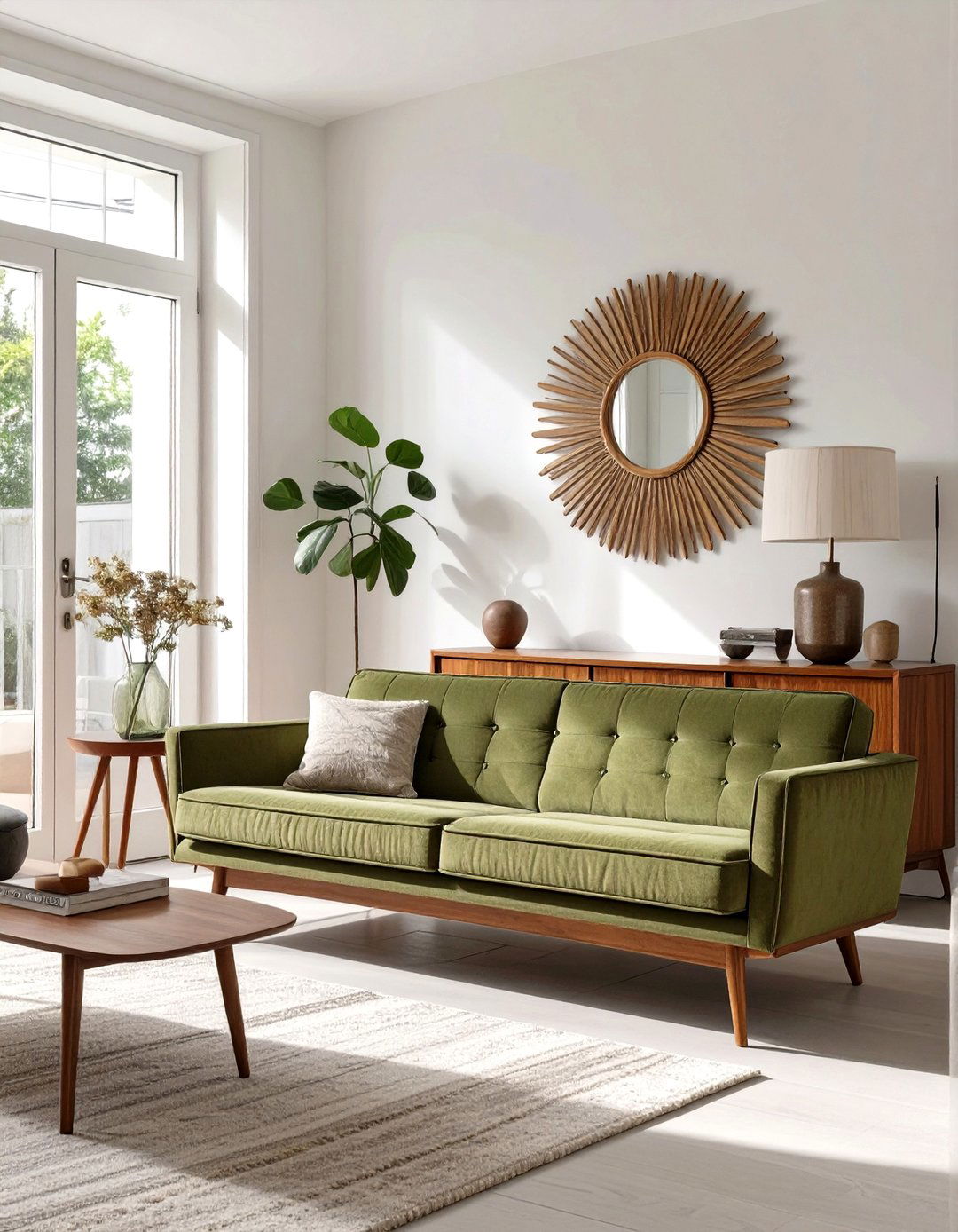 Firefly Create a high quality image with extra brightness of a mid century modern living r - 30 vintage living room ideas