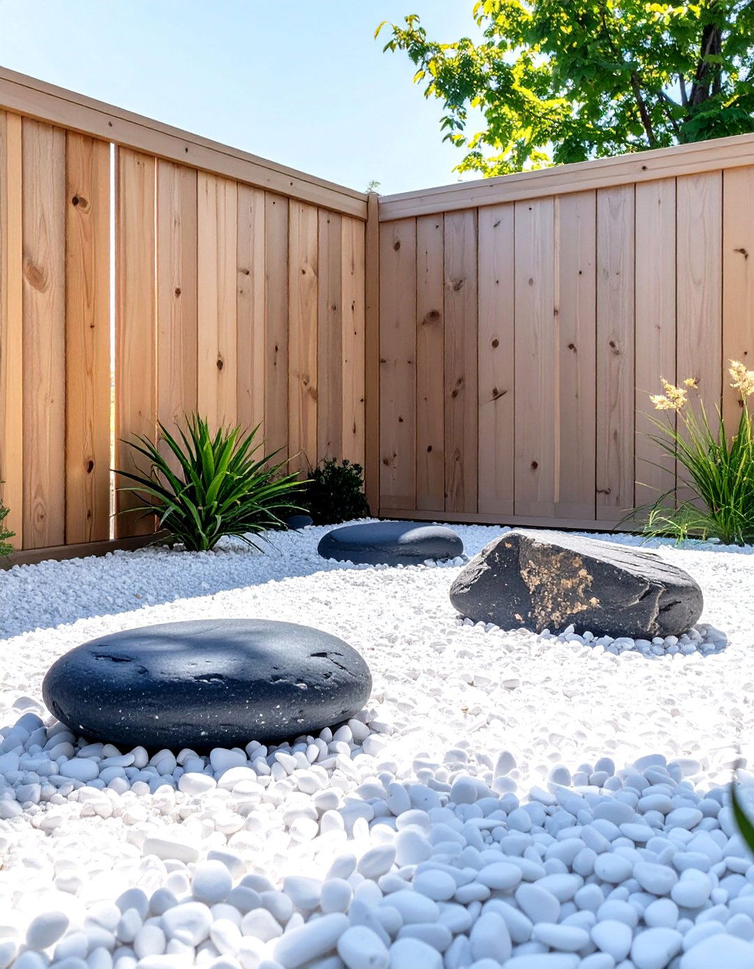 Firefly Create a high quality image with extra brightness of a minimalist fence corner ze - 30 zen garden ideas on a budget