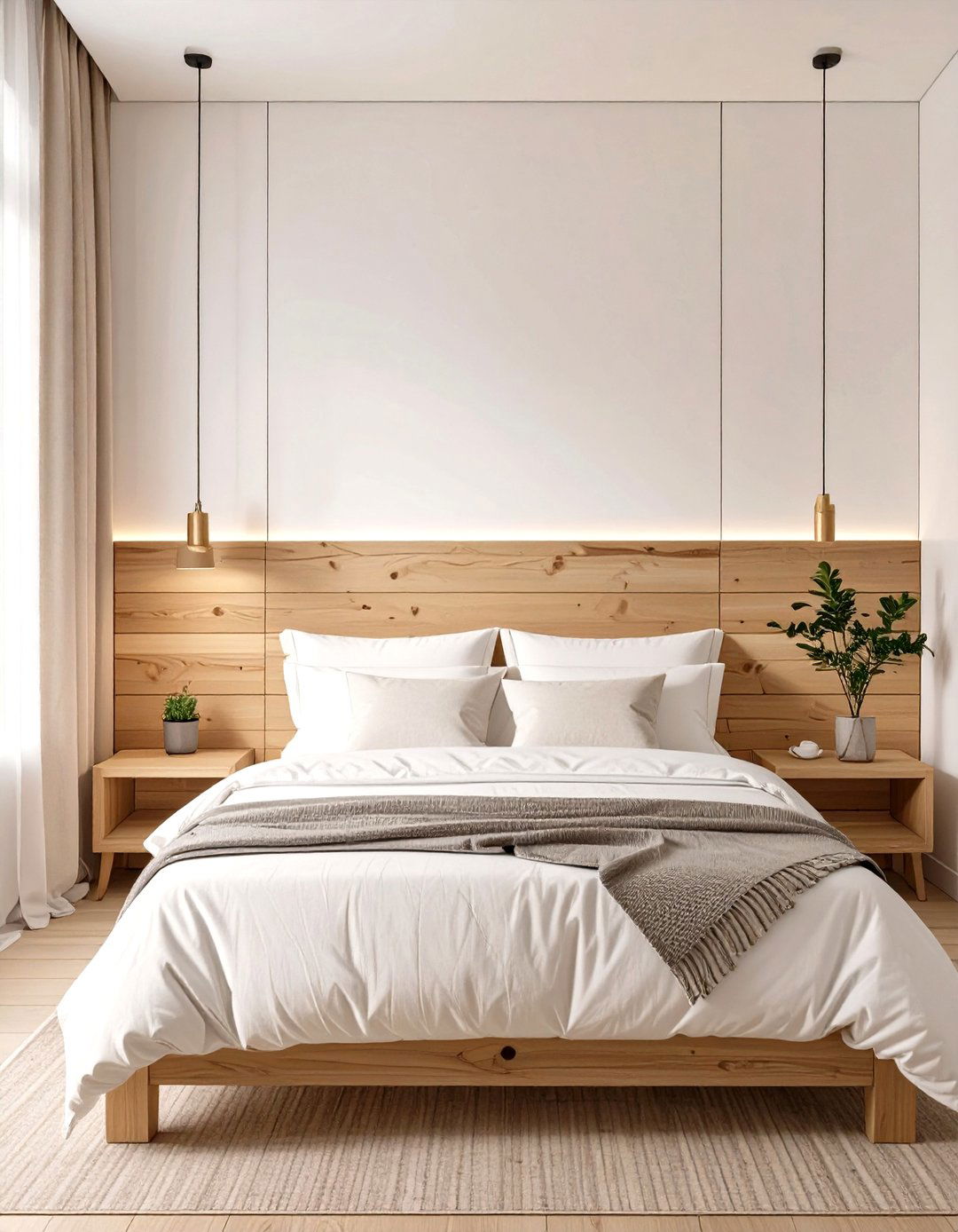 Firefly Create a high quality image with extra brightness of a minimalist single stripe w - 30 wood trim accent wall ideas