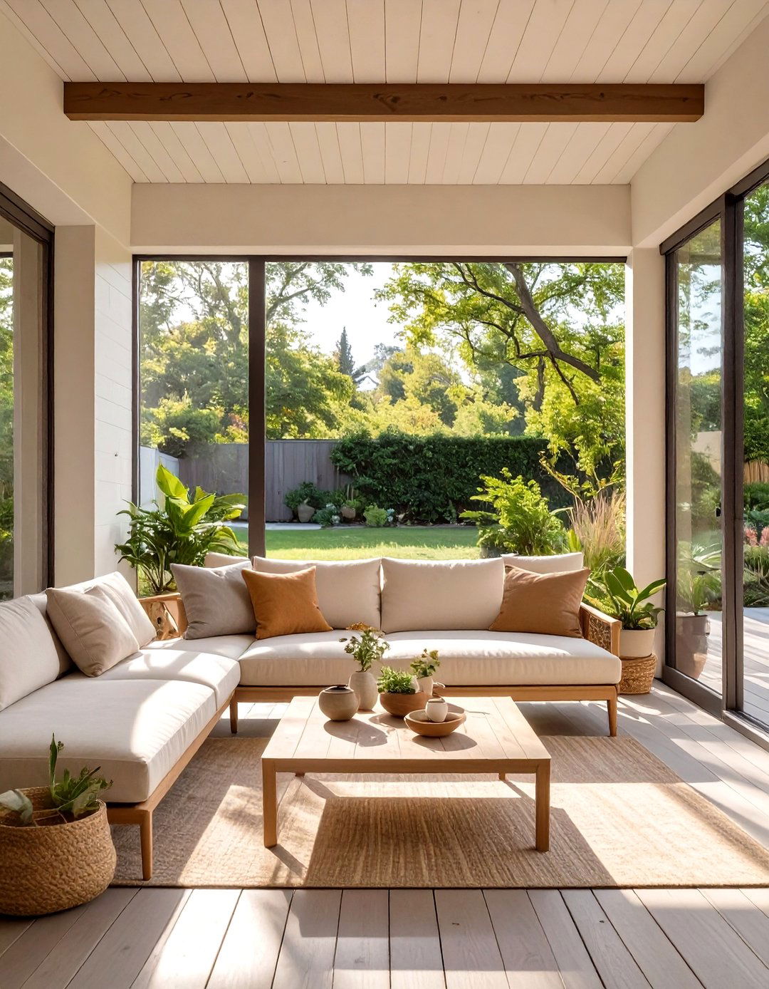 Firefly Create a high quality image with extra brightness of a minimalist sun porch with - 30 sun porch ideas