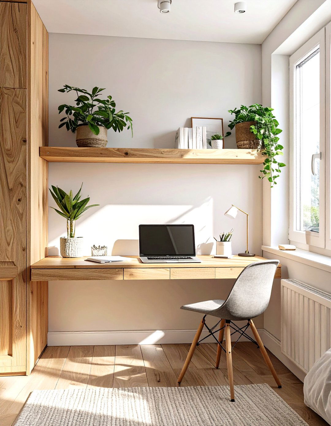 Firefly Create a high quality image with extra brightness of a minimalist wall mounted fl - 30 small bedroom bedroom office ideas