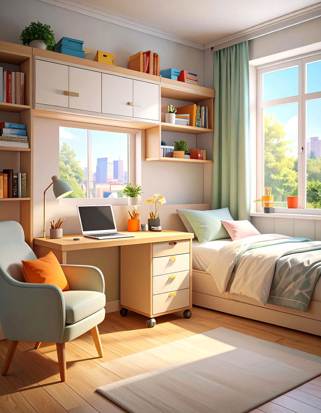 Firefly Create a high quality image with extra brightness of a mobile rolling cart with m - 30 small bedroom bedroom office ideas