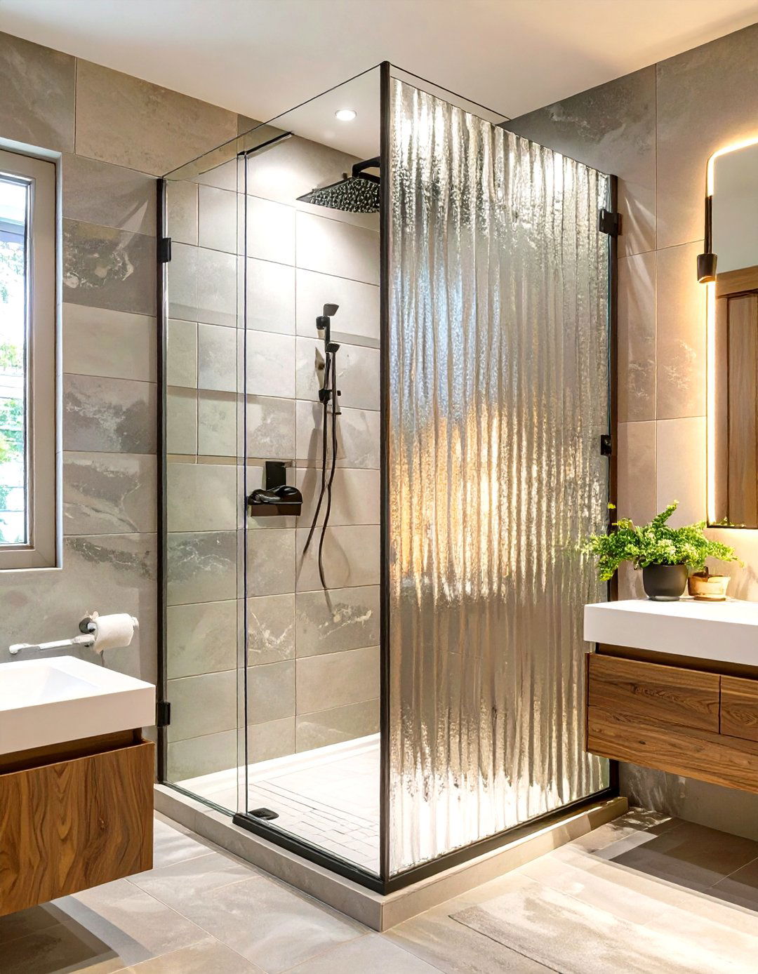 Firefly Create a high quality image with extra brightness of a modern bathroom shower scr - 30 top trends in interior design