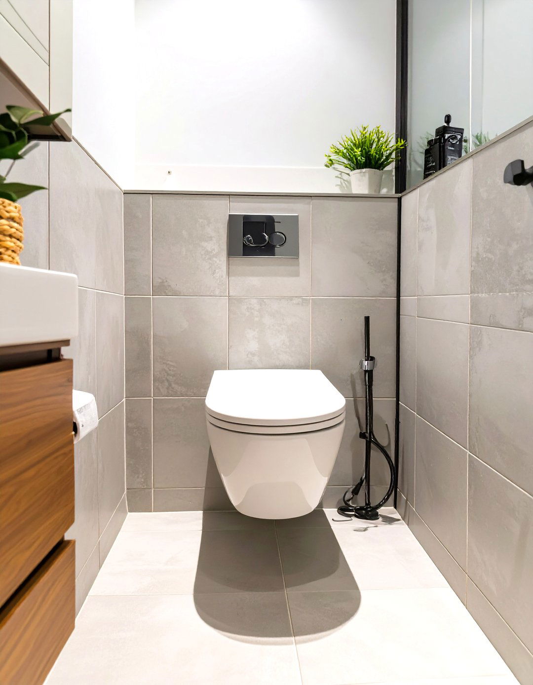 Firefly Create a high quality image with extra brightness of a modern wall mounted toilet - 30 very small small half bathroom ideas