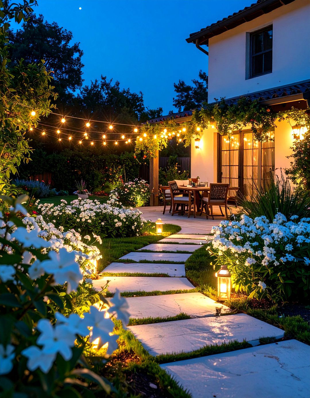 Firefly Create a high quality image with extra brightness of a moon garden at twilight w - 30 plumbago landscaping ideas