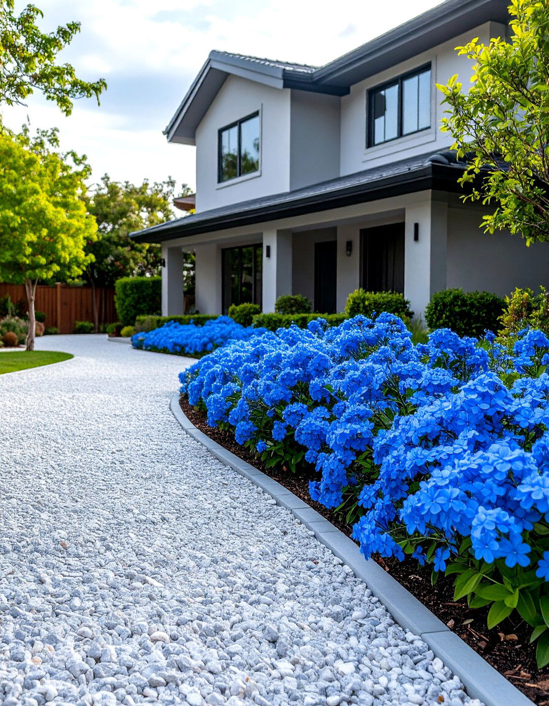 Firefly Create a high quality image with extra brightness of a neat informal plumbago bo - 30 plumbago landscaping ideas