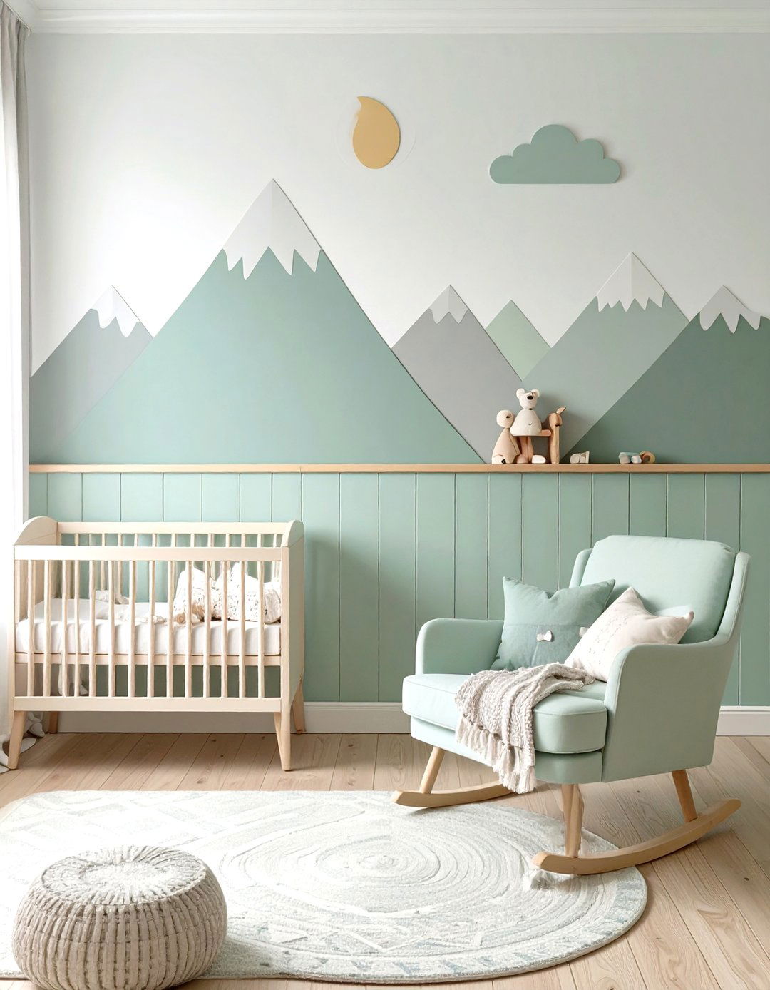 Firefly Create a high quality image with extra brightness of a nursery accent wall with - 30 wood trim accent wall ideas