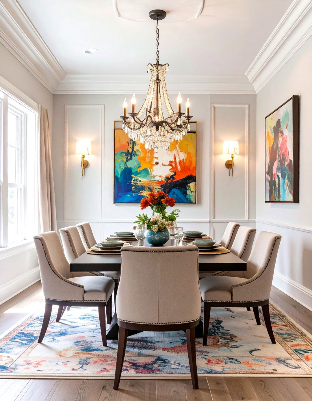 Firefly Create a high quality image with extra brightness of a perfectly symmetrical smal - 30 small dining room decorating ideas